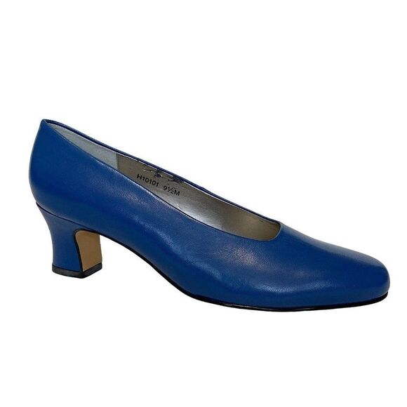 Vintage Ros Hommerson Leather Blue slip on almond toe high heel pumps size 9.5 - Picture 3 of 9